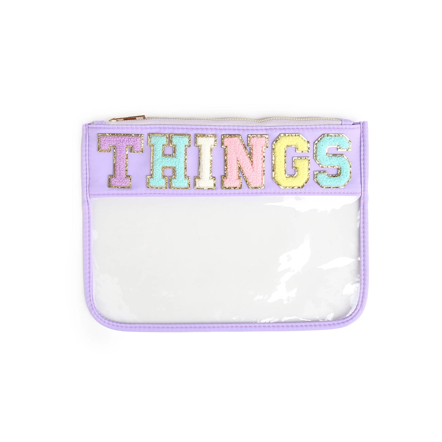 Customized Letter Patch Clear Zippered Pouch Bag