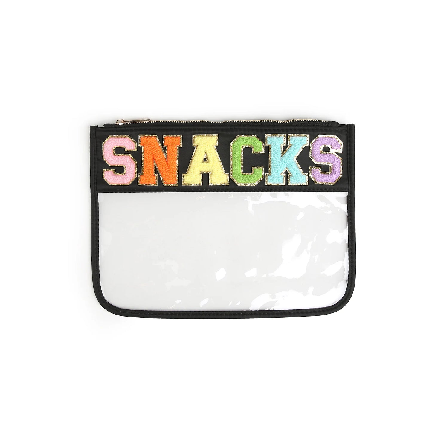 Customized Letter Patch Clear Zippered Pouch Bag