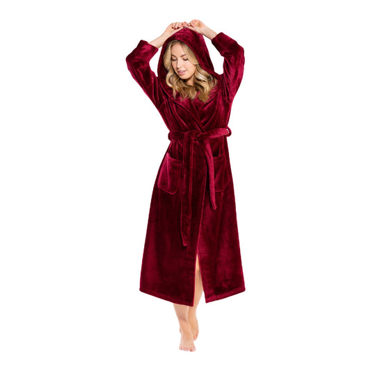 Hooded Plush Bathrobe for Women