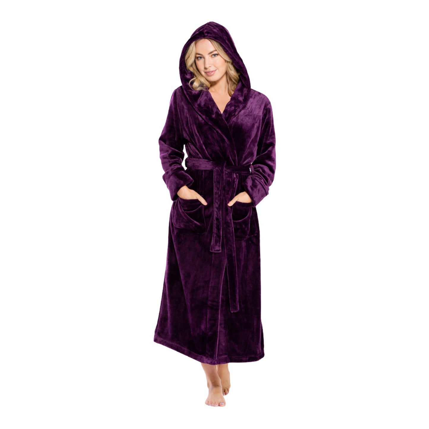 Hooded Plush Bathrobe for Women