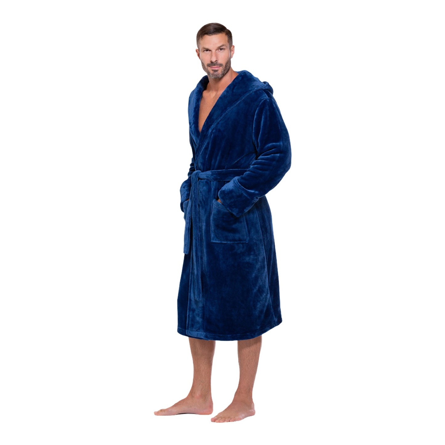 Hooded Plush Bathrobe for Men