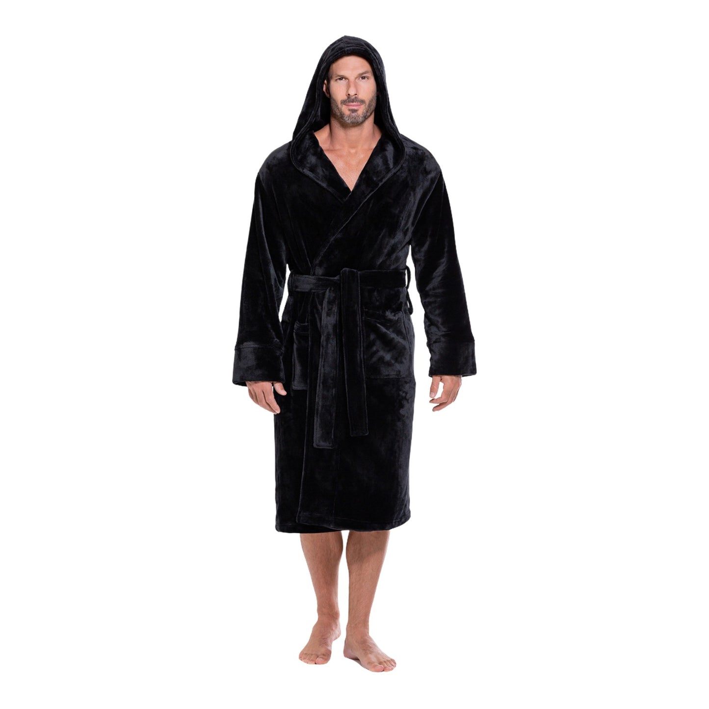 Hooded Plush Bathrobe for Men