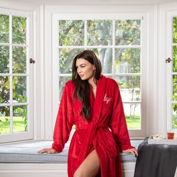 ladies red dressing gown Women's Luxury Dressing Gown